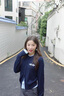 彌柯菲假兩件疊穿設計蝴蝶結毛衣女秋冬新款甜美新品針織開(kāi)衫外套上衣 藍色系 M 曬單實(shí)拍圖