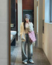 南木熊衛衣女學(xué)生連帽碎花衛衣外套女2025秋開(kāi)衫拉鏈寬松休閑學(xué)院風(fēng)薄款 米杏色M【80-105斤】 曬單實(shí)拍圖
