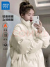 真維斯女裝冬季寬松慵懶風(fēng)立領(lǐng)上衣保暖PU皮棉服外套G2 米白色8118 M 170/88A 曬單實(shí)拍圖