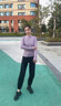 PHIGEER戶外專業(yè)跑步女運(yùn)動(dòng)套裝寬松透氣秋冬新款登山速干衣長袖健身服 粉紫色兩件套（黑褲） M 曬單實(shí)拍圖