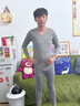 保暖內衣男加絨加厚男士打底秋衣秋褲德絨套裝冬季 YSH牛奶絲套裝 男-淺灰色-V領(lǐng) XL 曬單實(shí)拍圖