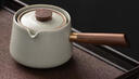 兮元記汝窯逍遙壺泡茶壺360度自動(dòng)旋轉茶水分離懶人泡茶神器陶瓷茶具 米黃汝窯側把逍遙泡旅行茶具 曬單實(shí)拍圖