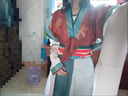 迪柏瑞春季上新秋染漢服女唐制褙子中國風(fēng)齊腰八破裙日常cos服裝 紅外衣+里衣+綠八破裙+披帛 XS 曬單實(shí)拍圖