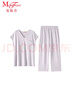曼妮芬V領(lǐng)短袖九分褲套裝女士性感家居服舒適起居服20310713 090 紫色 XL 170 曬單實拍圖