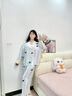 熱妒睡衣女春秋季冰絲長(zhǎng)袖長(zhǎng)褲大碼可愛貓咪可外穿帶胸墊一體套裝 53390（帶胸墊） M 160（M）體重90-110斤 曬單實(shí)拍圖