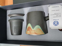 蘇氏陶瓷（SUSHI CERAMICS）辦公杯手繪釉畫(huà)彩千里江山聚財水杯陶瓷內膽過(guò)濾中秋節禮盒J0697 曬單實(shí)拍圖