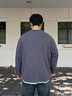 胖哥哥大碼男裝華夫格雙層V領(lǐng)假兩件男士上衣加肥加大胖子秋季衣服 雨巷青灰 5XL （250-280斤） 曬單實(shí)拍圖