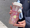 炊大皇吸管杯水杯女高顏值2025便攜可愛tritan隨行果汁杯果凍藍(lán)650ml 曬單實(shí)拍圖