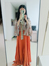 芷蘅間 千燈夜行 唐制漢服女法門(mén)寺外衫一片式齊胸裙新中式敬酒服新娘 橘色外衫一件 預售30天 M 曬單實(shí)拍圖