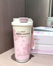 Vanow保溫杯櫻花女生咖啡陶瓷內膽吸管杯子閨蜜生日禮物家居館水杯 曬單實(shí)拍圖