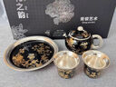 里品高檔陶瓷黑金釉鎏銀茶具套裝家用輕奢功夫茶具茶壺茶杯一整套茶具 黑金釉鎏銀玉蘭花蓋碗五杯 曬單實(shí)拍圖