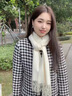 唐獅（TonLion）羊毛圍巾女款秋冬季韓版純色圍脖保暖披肩生日禮物送女生禮盒裝 米色 曬單實(shí)拍圖
