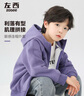 左西童裝男童外套衛衣開(kāi)衫秋款2025新款男孩上衣兒童秋裝連帽衫 紫色 110 建議身高110cm左右 曬單實(shí)拍圖