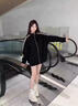 蕓蕁外套女2025新款美式仿麂皮棒球服外套女春秋季新款高街拼接開衫外 黑色雙層外套 S 建議70-90斤左右穿 曬單實(shí)拍圖