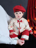 G.DUCKKIDS小黃鴨童裝嬰兒套裝春秋季周歲禮服男女寶寶唐裝抓周百天拍照套裝 紅色 90 尺碼建議1~2歲cm 曬單實(shí)拍圖