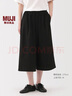 無印良品（MUJI）女式 易干彈力泡泡紗輕便七分褲 褲子女款25年夏季女裝BE1VSA5S 黑色 S （155/62A） 曬單實(shí)拍圖