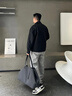 JEANSWEST LIFE真維斯美式休閑褲男2025新款大碼寬松男士運動(dòng)褲黑色潮牌束腳褲男 曬單實(shí)拍圖
