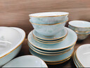 藝汐景德鎮高檔輕奢釉下彩餐具整套骨瓷碗盤(pán)家用青瓷套裝碗碟喬遷送禮 微波爐適用丨皮箱裝丨10人食丨 60件套 曬單實(shí)拍圖