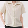 無印良品（MUJI）女式 易干彈力泡泡紗開領(lǐng)短袖衫女士襯衫襯衣女款女裝夏季上衣 米白色 XL (165/92A) 曬單實拍圖