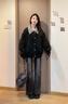 伊薇衣美式拼接翻領(lǐng)黑色春秋外套女新款2025男女穿搭夾克休閑棒球服外套 黑色 M 建議95-105斤 曬單實(shí)拍圖