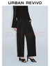 UR秋季新款女裝時(shí)尚通勤簡(jiǎn)約松緊腰直筒寬腿褲UWG640077 正黑 XXS 曬單實(shí)拍圖