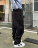 ACTUP呂小虎春秋套裝日系潮牌大口袋工裝直筒休閑褲男一套搭配長(cháng)袖襯衫 水洗黑 (長(cháng)褲) L 175 曬單實(shí)拍圖