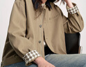 KBNE撞色插肩袖外套女2025秋季韓版寬松休閑百搭夾克上衣 卡其色 M 曬單實(shí)拍圖