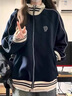 聲猴夾克外套男秋冬季高街夾克男棒球服學(xué)院風(fēng)休閑百搭型情侶男士外套 外套藍(lán)+白短T+牛仔褲藍(lán)灰色 XL 曬單實拍圖