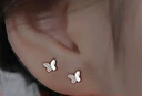 米蔓（MIMORE）S925銀小蝴蝶耳釘女時(shí)尚潮流高級感氣質(zhì)耳飾養耳洞睡覺(jué)免摘防堵 曬單實(shí)拍圖