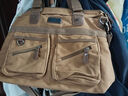 我潮帆布復古手提包男士商務(wù)公文包潮流時(shí)尚斜挎包休閑出行旅行單肩包 咖啡色 曬單實(shí)拍圖
