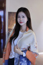 嫵（WOO）圍巾女秋冬季保暖加厚披肩外搭雙面圍脖送媽媽長(cháng)輩生日禮物 望江南米藍  默認顏色 曬單實(shí)拍圖