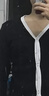 浪莎法式高級針織V領(lǐng)長(cháng)袖開(kāi)衫上衣外穿秋冬黑白撞色氣質(zhì)內搭打底衫女 曬單實(shí)拍圖