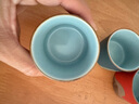 蘇氏陶瓷（SUSHI CERAMICS）茶杯手繪山水畫(huà)三色功夫茶杯文創(chuàng  )主人杯中國風(fēng)千里江山（紅藍綠） 曬單實(shí)拍圖