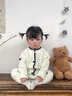 班喜迪嬰兒衣服秋裝嬰幼兒連體衣女寶寶外出爬服春秋季針織毛衣公主哈衣 米色 90cm 曬單實(shí)拍圖