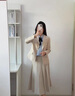 伯德小姐黑色職業(yè)西裝套裝女士公考面試正裝小個子高級感西服外套 TZ267 米色西裝+百褶裙 S -適合90-100斤可穿 曬單實拍圖