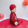 wua·wua嬰兒衣服春秋季男寶寶周歲禮服百天滿(mǎn)月服少爺服喜慶過(guò)年紅色衣服 大紅哈衣+貝勒帽 73cm （適合6-9月 體重14-18斤） 曬單實(shí)拍圖