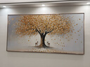 逛藝純手繪油畫(huà)金色發(fā)財樹(shù)客廳大芬村裝飾畫(huà)橫幅沙發(fā)背景墻高級感掛畫(huà) 玫瑰金鋁合金畫(huà)框 180*90cm 曬單實(shí)拍圖