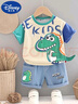 迪士尼（Disney）男童套裝純棉夏裝寶寶短袖兒童夏季衣服洋氣男寶嬰兒小童一歲童裝 小恐龍短袖套裝 80 曬單實(shí)拍圖