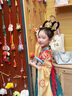 安妮優(yōu)兒女童敦煌飛天漢服春秋2025新款女孩唐裝襦裙國(guó)風(fēng)連衣裙 藍(lán)色130 曬單實(shí)拍圖
