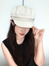 JIOESC八角貝雷帽子女2025新薄款秋冬季大頭圍白色百搭顯臉小報童畫(huà)家帽 米色  （54-58cm）一般都能戴 曬單實(shí)拍圖