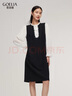 歌莉婭 新品  壓褶袖拼接連衣裙  1C4R4K5H0 00B黑色 XS 曬單實(shí)拍圖
