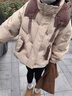 G.DUCKKIDS小黃鴨女生羽絨服洋氣冬季大童加厚白鴨絨女孩初中生13連帽外套潮 奶咖色 羽絨服 160 曬單實(shí)拍圖