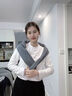 哥瑞美白色拼接半高領(lǐng)長(cháng)袖t恤女寬松2025秋冬新款內搭小領(lǐng)口打底衫白色L 建議106-115斤 曬單實(shí)拍圖