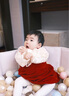 G.DUCKKIDS小黃鴨女童套裝春秋款連衣裙周歲女寶寶公主裙禮服兒童秋冬兩件套 紅色春秋套裝（花朵款?yuàn)A子） 90 尺碼1~2歲【 80-90cm】 曬單實(shí)拍圖