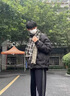 桑咻圍巾男潮流個(gè)性潮牌圍脖格子百搭冬季氣質(zhì)男士圍巾女高檔學(xué)院風(fēng) 雙面戴-黑色 曬單實(shí)拍圖