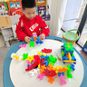 LALAPLAY兒童拼插大顆粒軟積木3到6歲男女孩積木益智拼裝玩具智力DIY大塊 軟插積木98塊【黃鴨收納桶】 創(chuàng  )想家軟插積木送教程手冊 曬單實(shí)拍圖