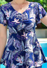 梵迪拉（F.DYRAA）泳衣女顯瘦溫泉連衣裙保守媽媽款中老年人泳裝四件套11701藍色4XL 曬單實(shí)拍圖