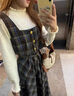 韓璐嬌（hanlujiao）小香學(xué)院風(fēng)格子背帶連衣裙子女秋冬季2025新款小個(gè)子穿搭套裝長(cháng)裙 毛衣+馬甲+半裙 L 曬單實(shí)拍圖