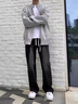 燦圖美式潮牌chic直筒牛仔褲男春秋季黑色復古寬松學(xué)生潮流闊腿長(cháng)褲子 黑色 XL 曬單實(shí)拍圖