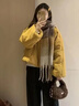 詩(shī)丹蕊冬季多巴胺短款棉服女羽棉襖絨2025年新款甜美減齡加厚面包服棉衣 黃色 均碼 【可備注碼數】 曬單實(shí)拍圖